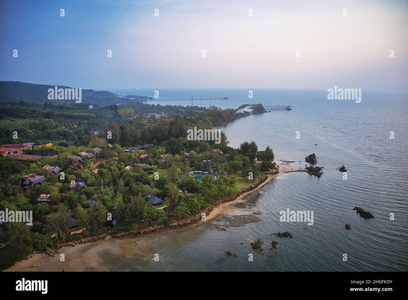 Paradise on earth! Krabi In Thailand Photographed with a drone during the day. The beach and the coast are very good to see and the sea! Stock Photo