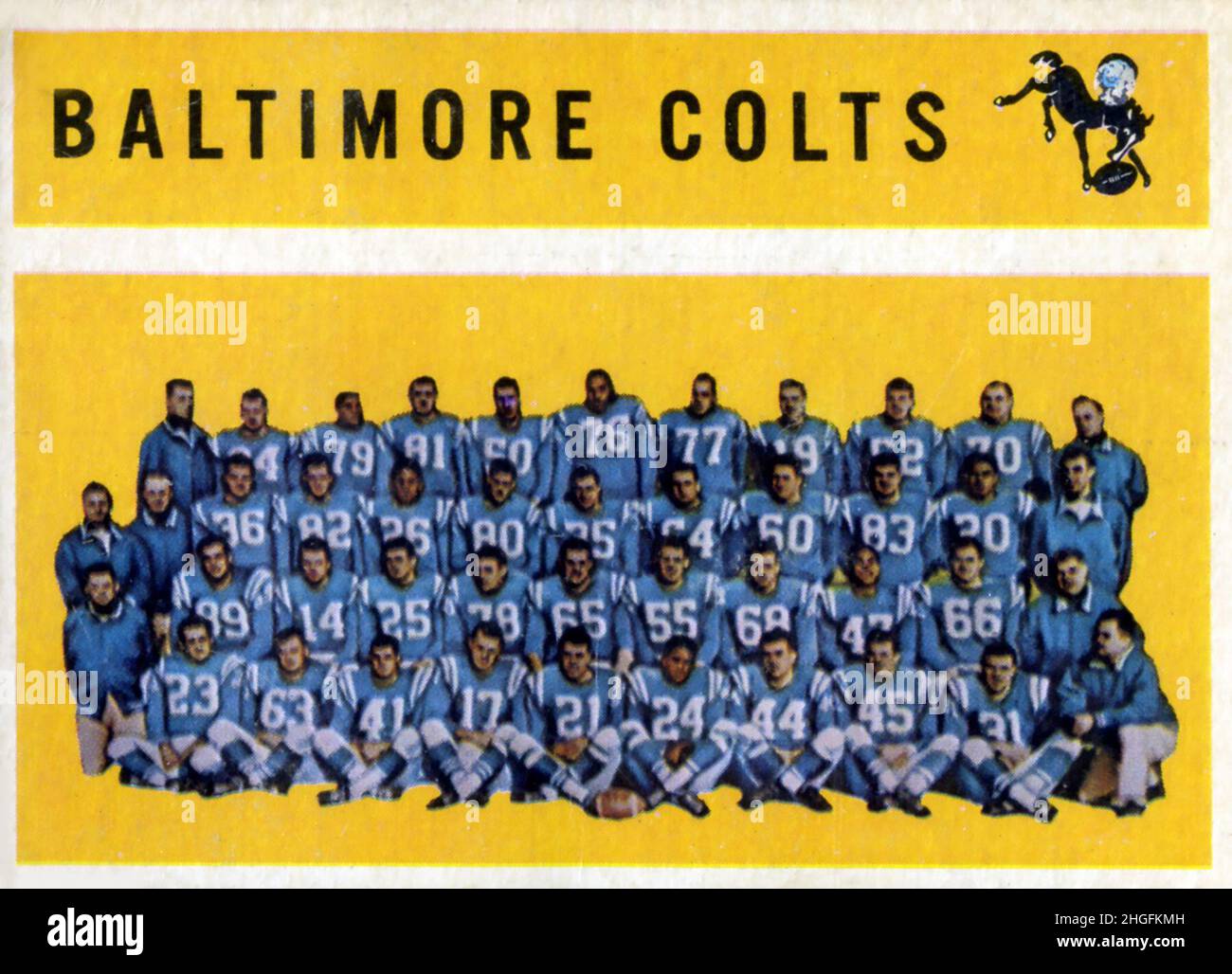 Baltimore Colts Topps 1960 Topps team Football Card Stock Photo