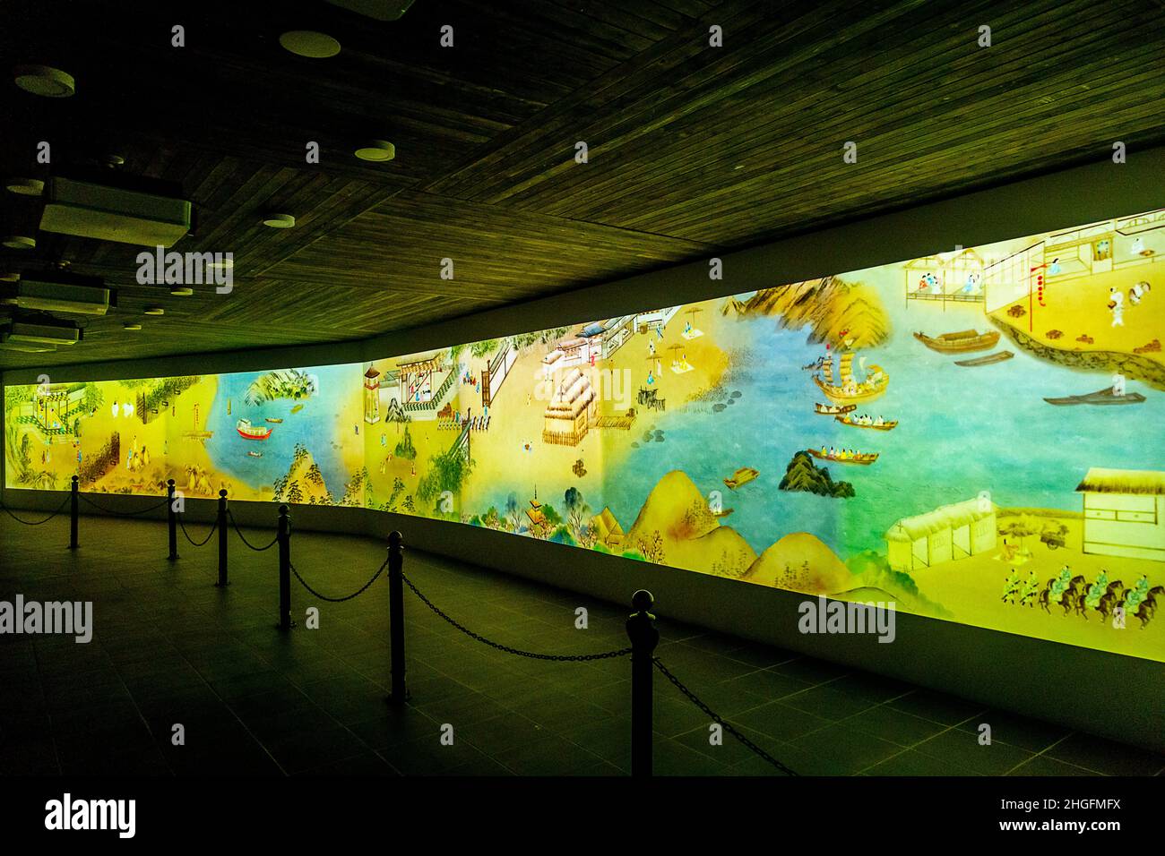 Big room with projection system with maps of the region Stock Photo - Alamy