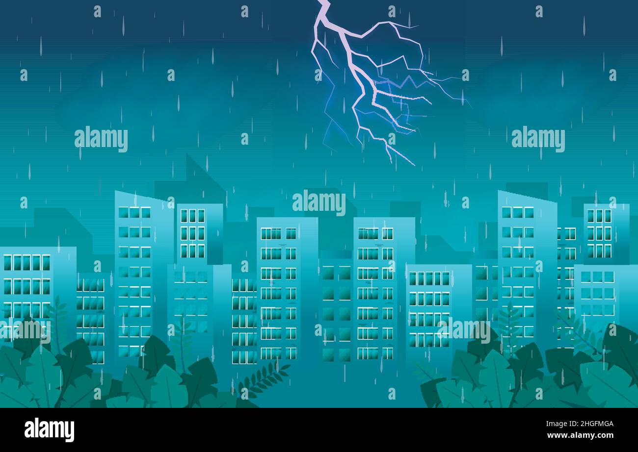 Rainy wind weather urban Stock Vector Images Alamy