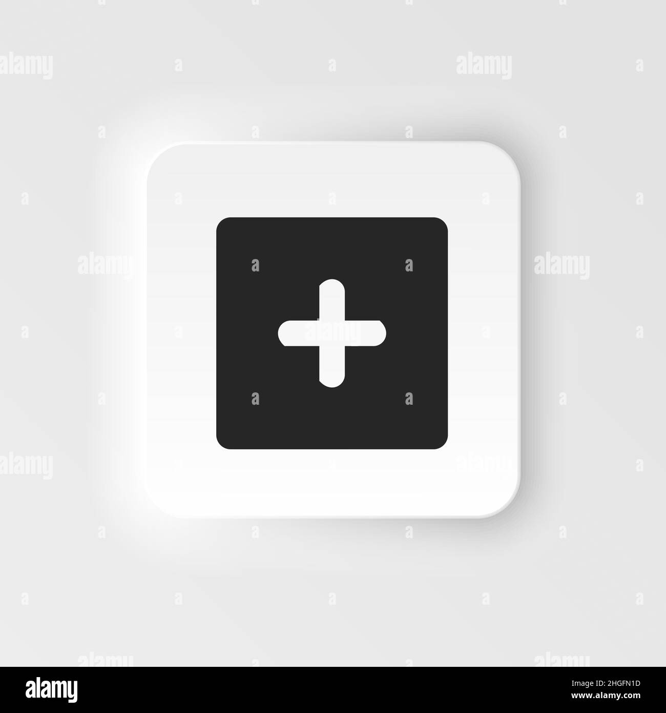 Add, box neumorphic style vector icon. Simple element illustration from ...