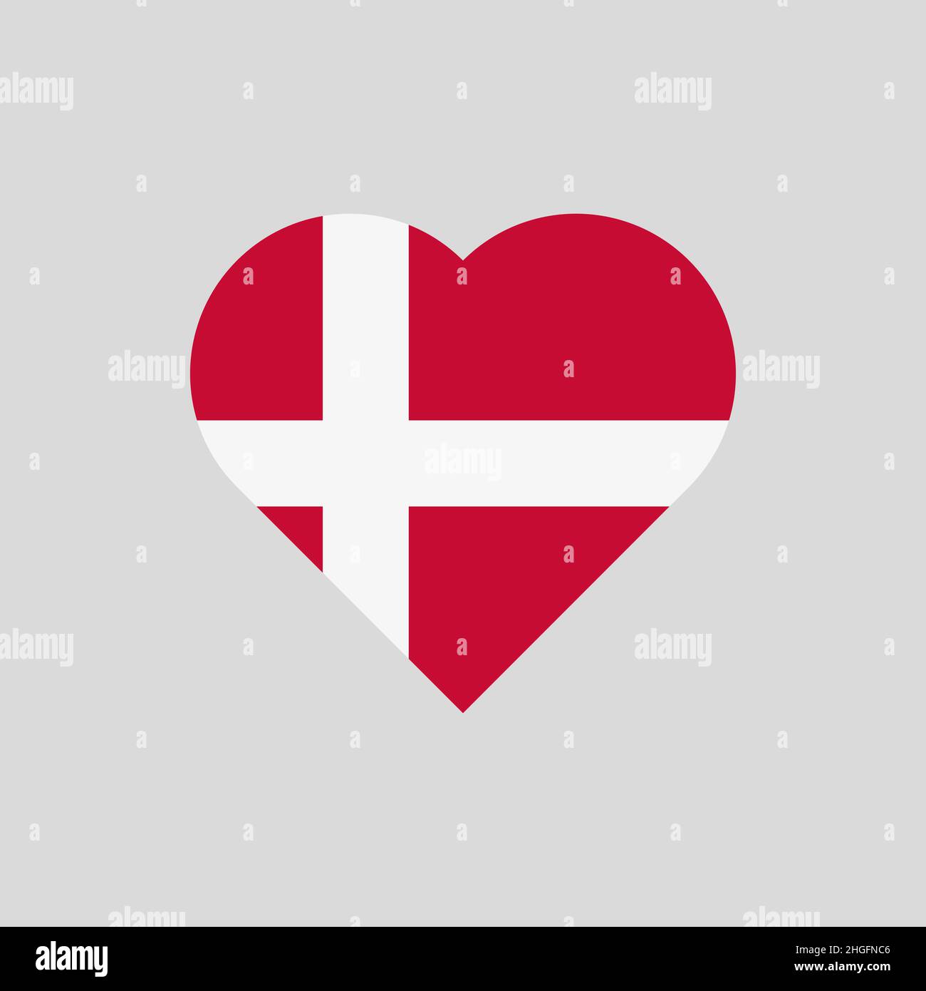The flag of Denmark in a heart shape Stock Vector