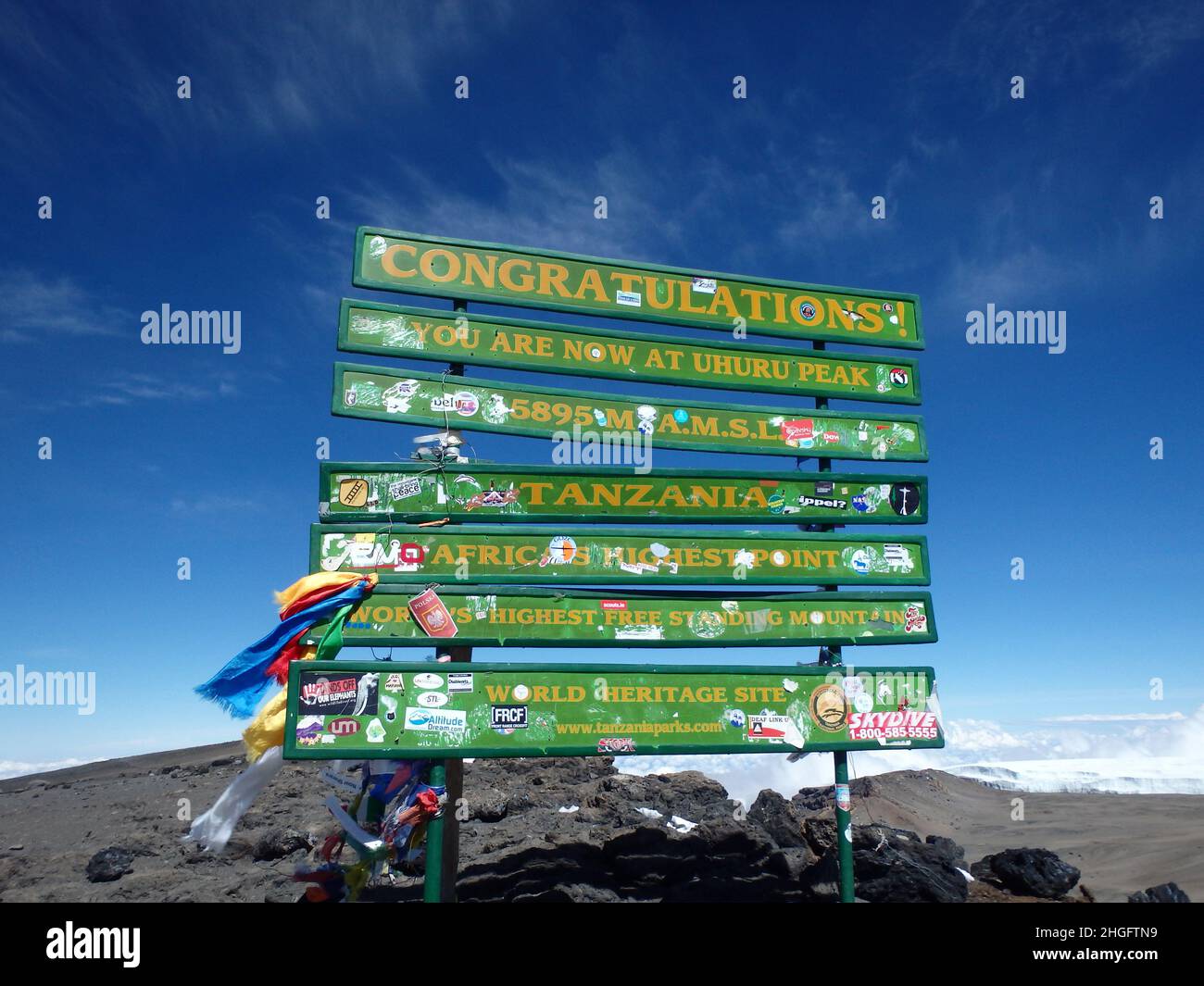 Jim DeLillo Travel writer and photographer climbing Mount Kilimanjaro November 2013 Stock Photo