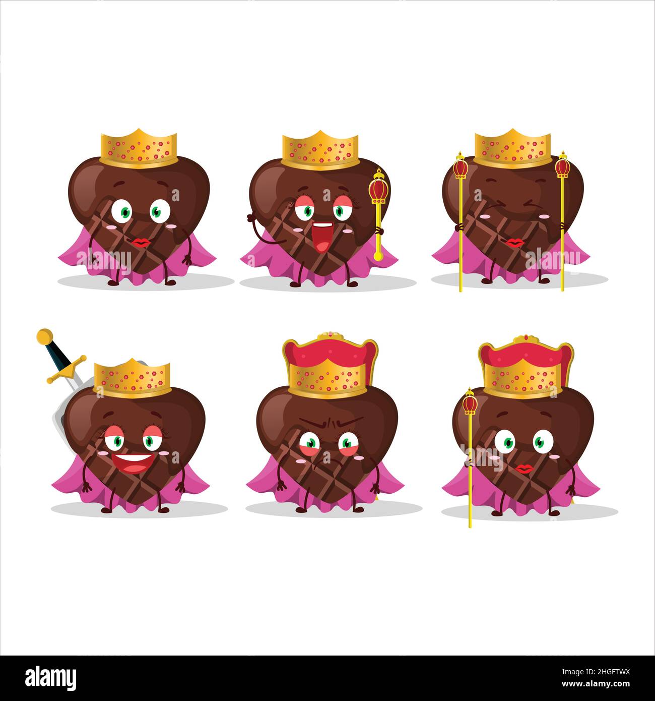 Queen and her magic clothes cartoon of chocolate love wearing tiara. Vector illustration Stock Vector