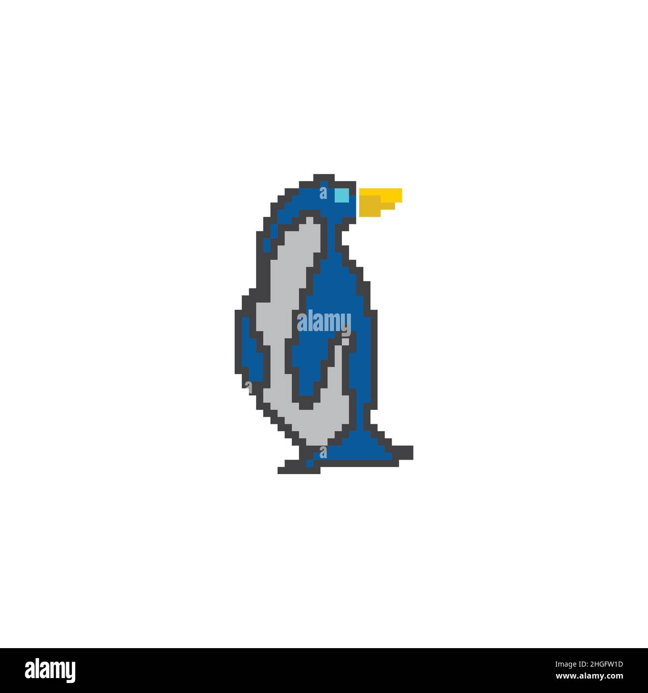 Pixel art cute cartoon penguin vector illustration 8 bit design suitable for game characters.EPS 10 Stock Vector