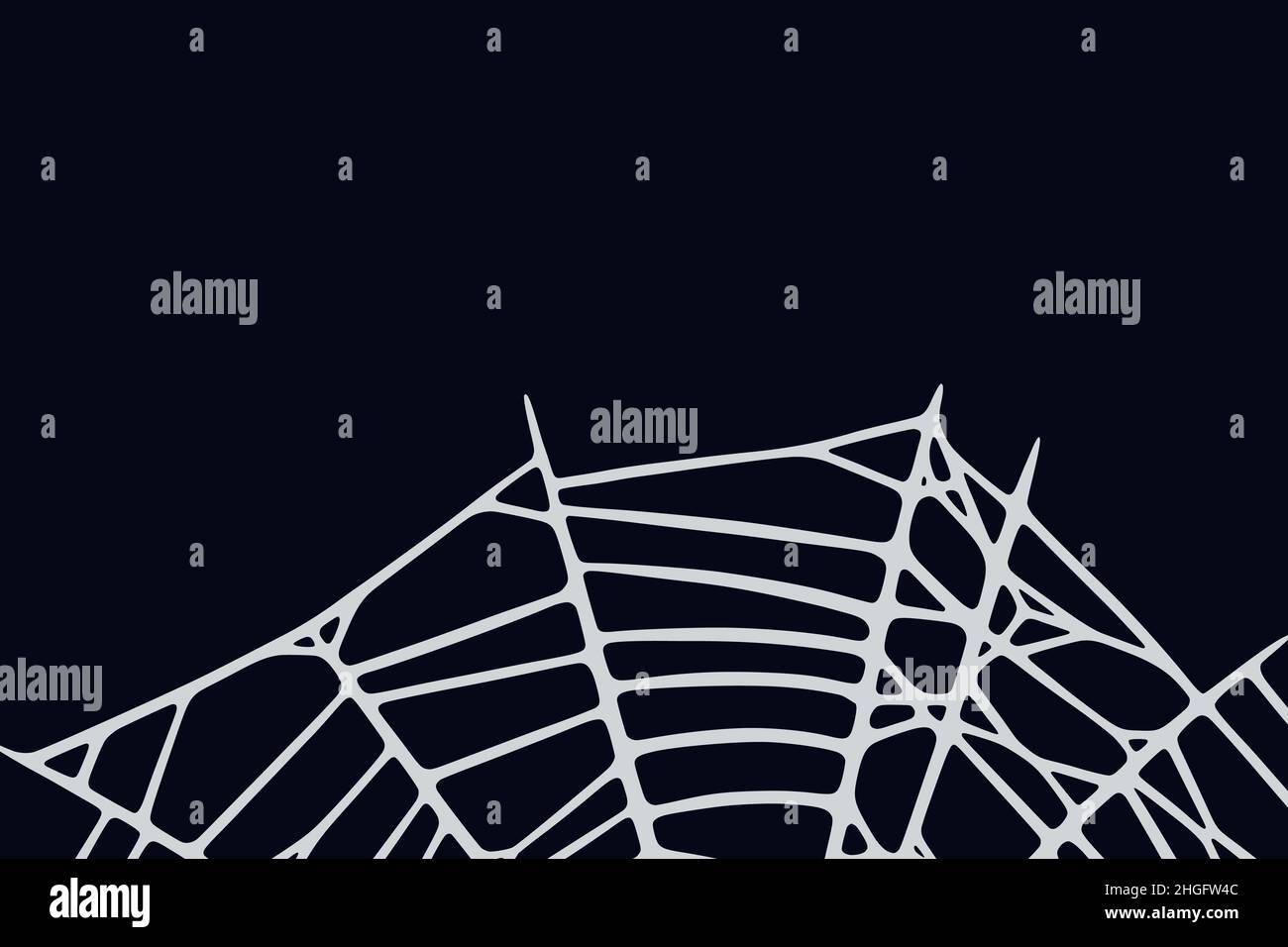 Spider web on black background. Spooky Halloween cobweb. Handrawn vector illustration Stock Vector