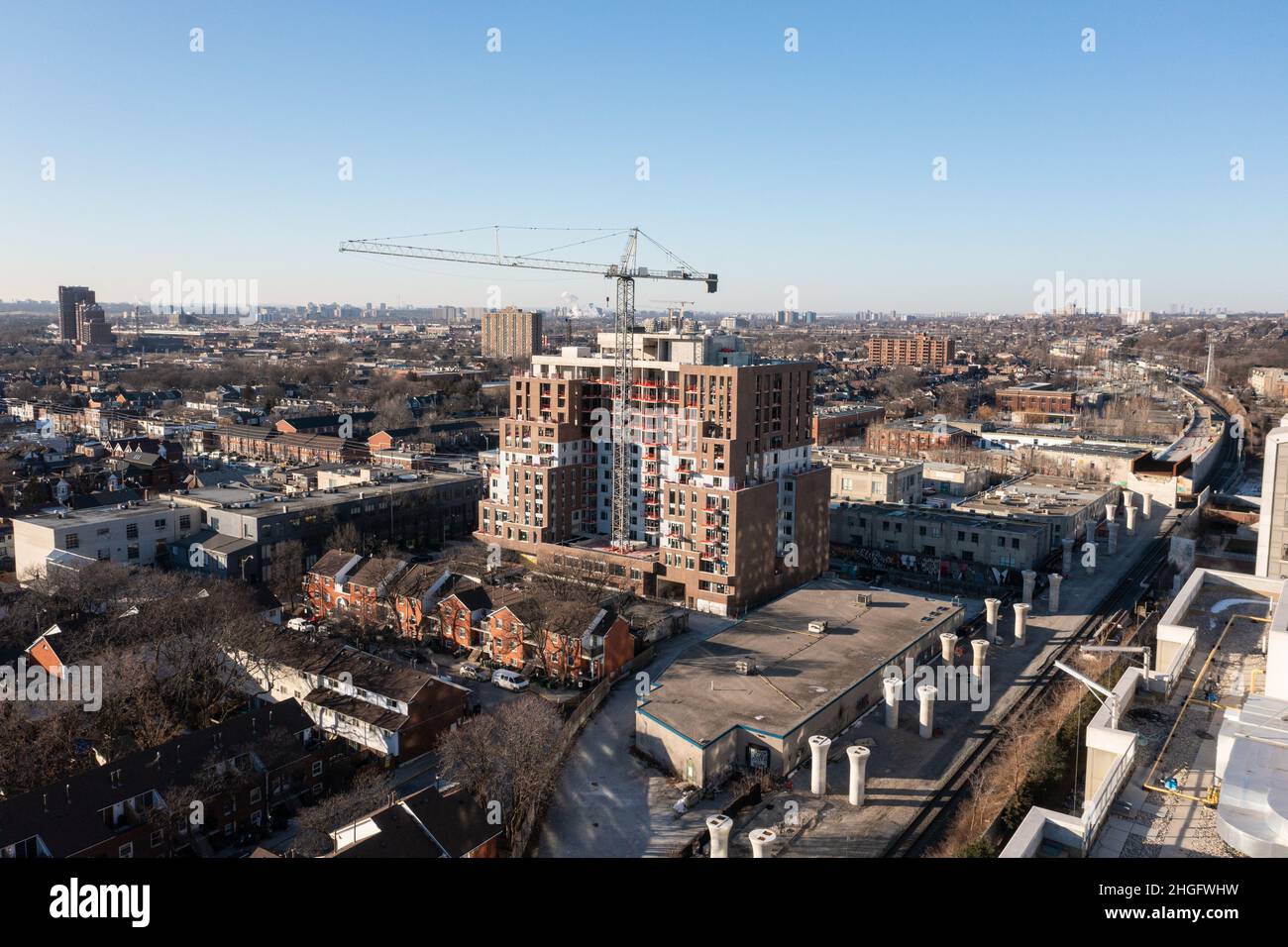 Downtown Toronto construction brand new building with crane Lansdowne