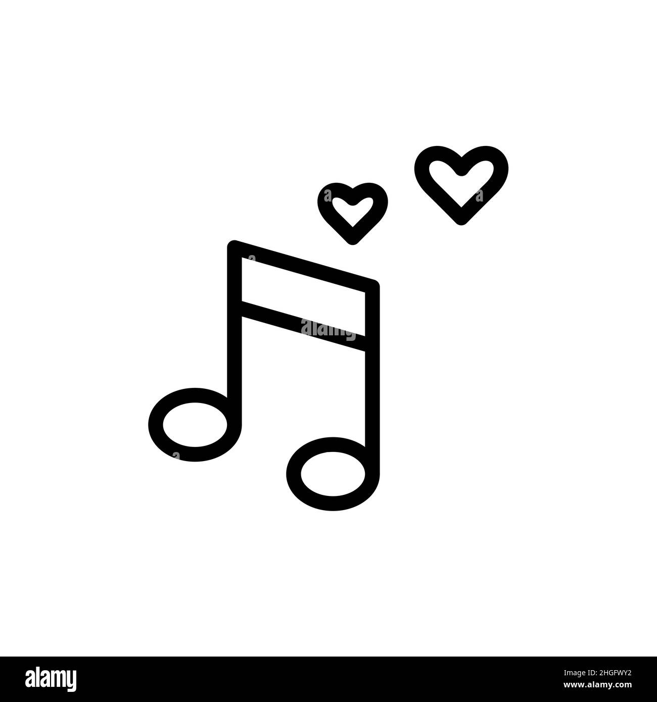 Love song. Romantic music icon. Pixel perfect, editable stroke Stock Vector