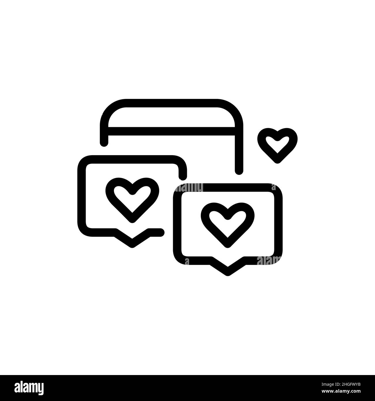Romantic messages on a smartphone. Pixel perfect, editable stroke icon Stock Vector