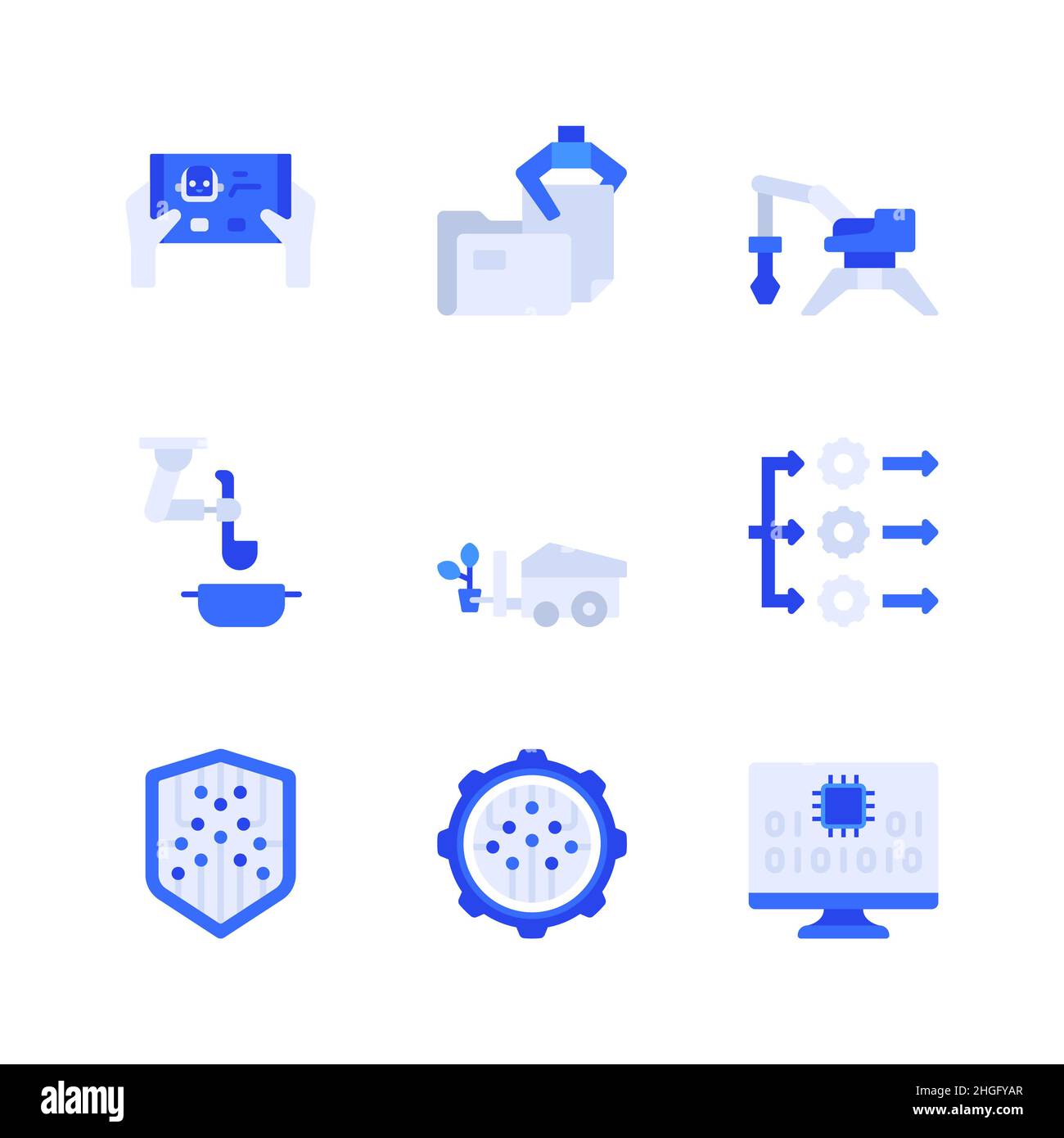 artificial intelligence, future technology robotics robot concept vector icon series Stock Photo