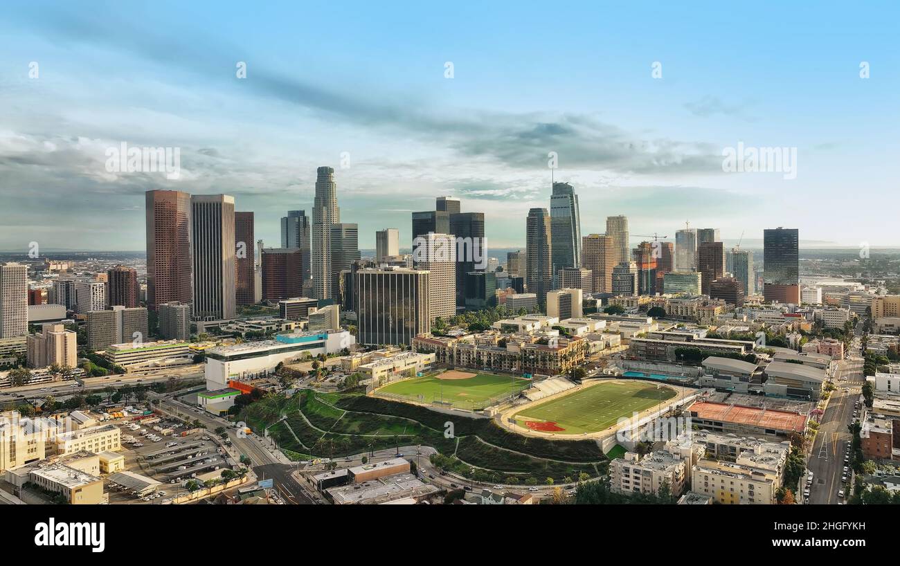 Los Angeles Downtown Skyline. Los Angels City, Downtown Top Aerial View ...