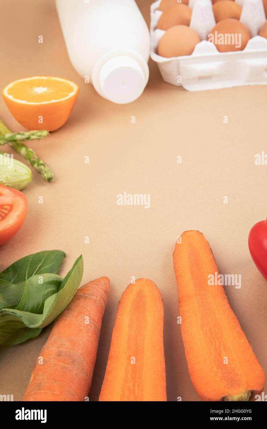 milk, egg and vegetables Stock Photo Alamy