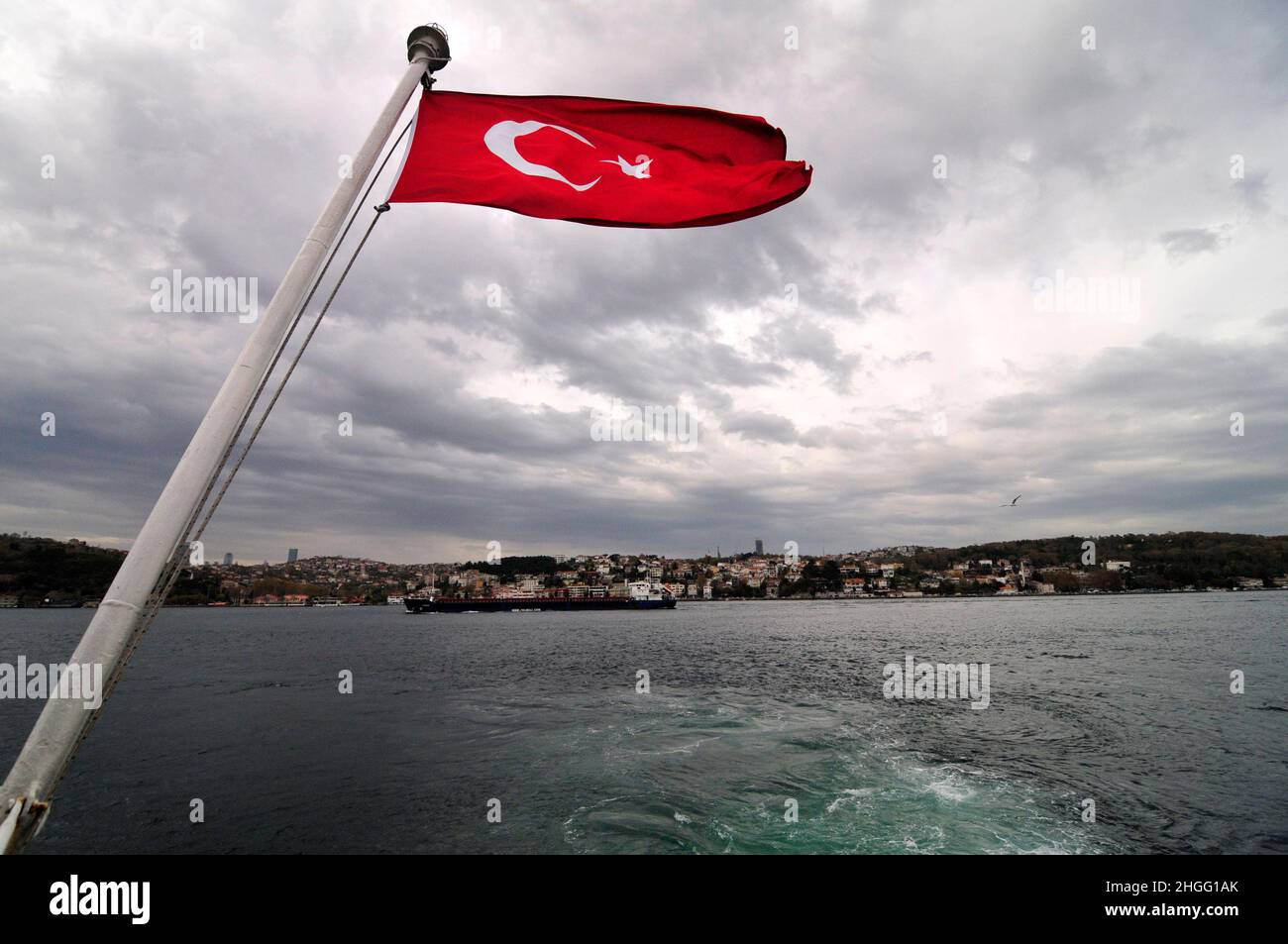 Traveling on a boat on the Bosphorus Strait in Istanbul, Turkey Stock ...