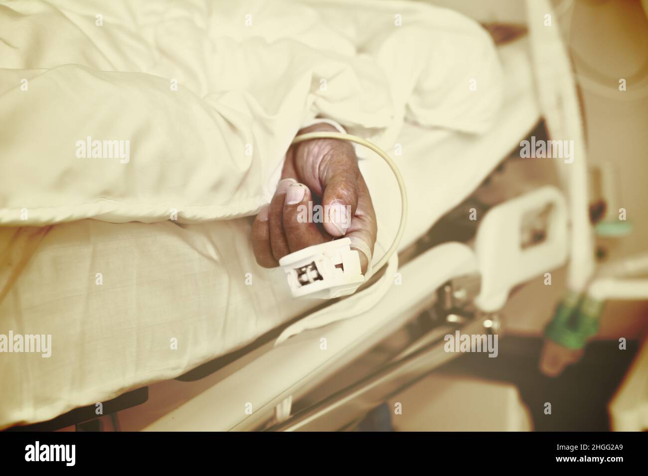 Elder patient under supervision in the intensive care unit. Stock Photo