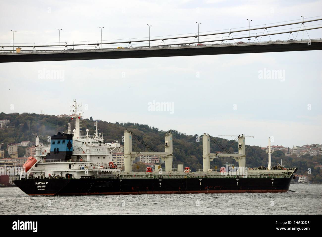 Ships crossing the Bosphorus strait in Istanbul, Turkey. Stock Photo