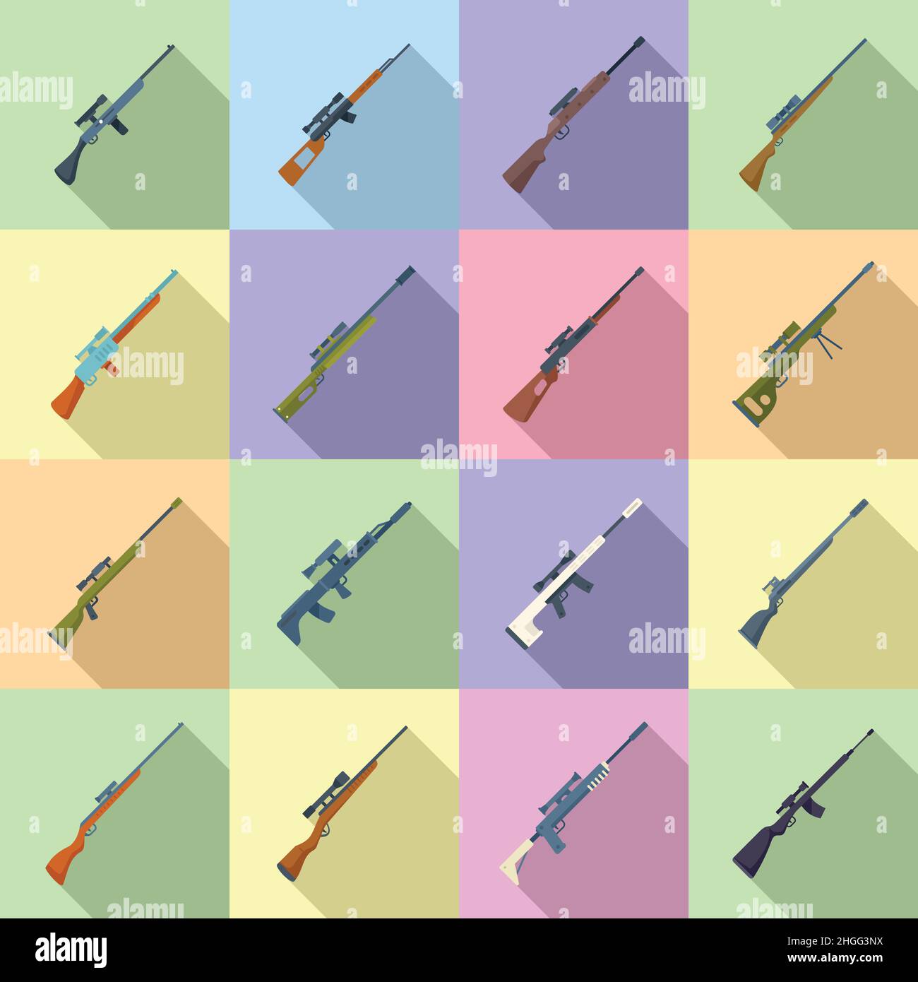 Sniper weapon icon flat vector. Army gun. Assault rifle Stock Vector ...
