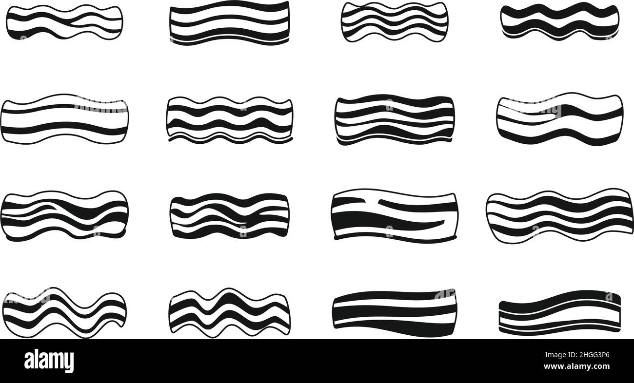 Bacon icons set simple vector. Meet food. Fresh beef Stock Vector Image ...