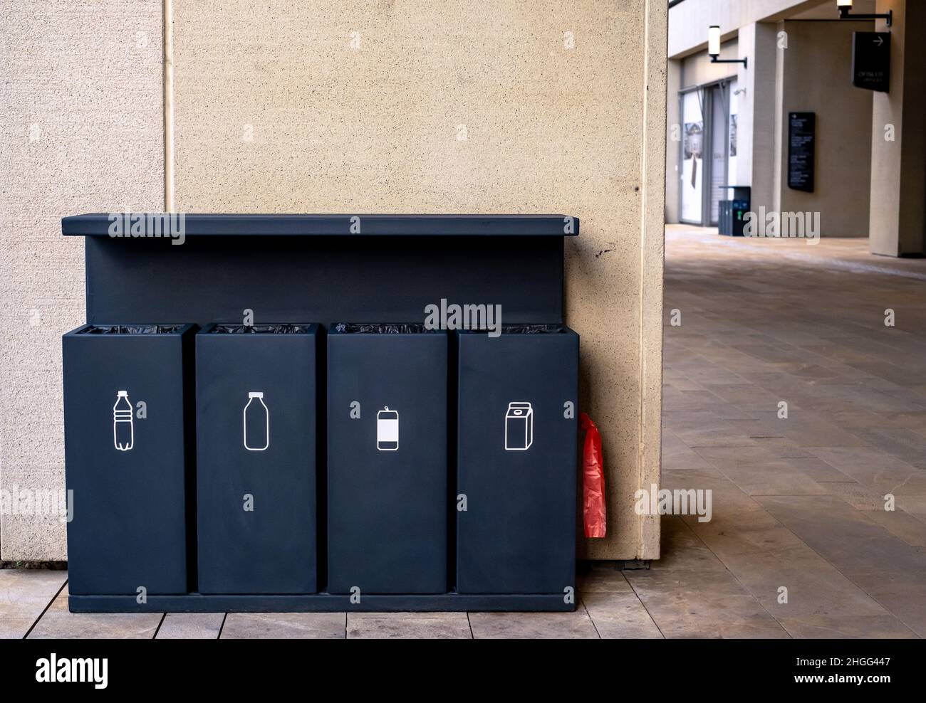 Recycling bin in the shopping center. Stock Photo