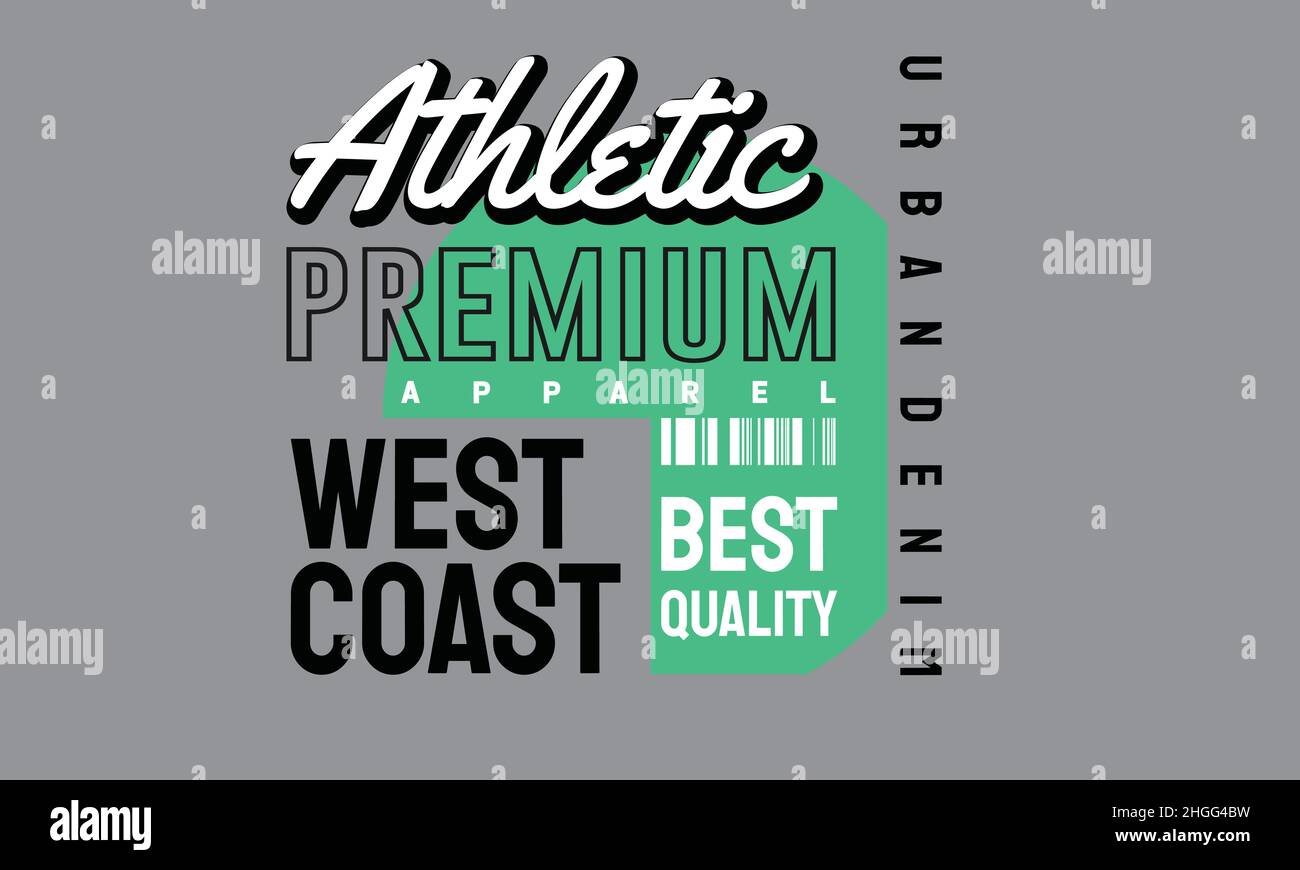 Athletic new york west coast slogan urban tshirt monogram text vector template Stock Vector