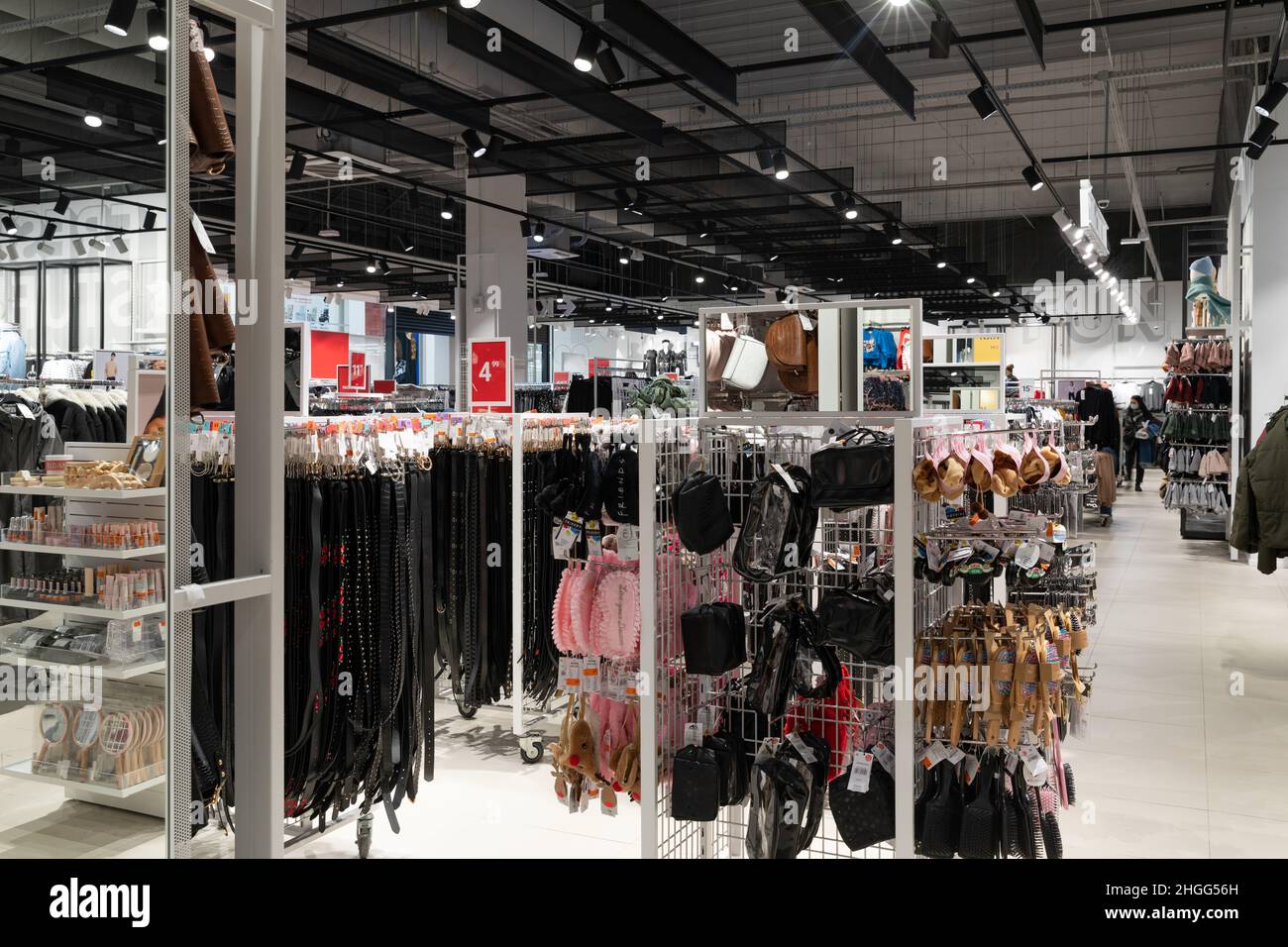 Minsk, Belarus - Jan 05, 2022: interior of a modern fashionable large store  selling clothes and accessories Stock Photo - Alamy