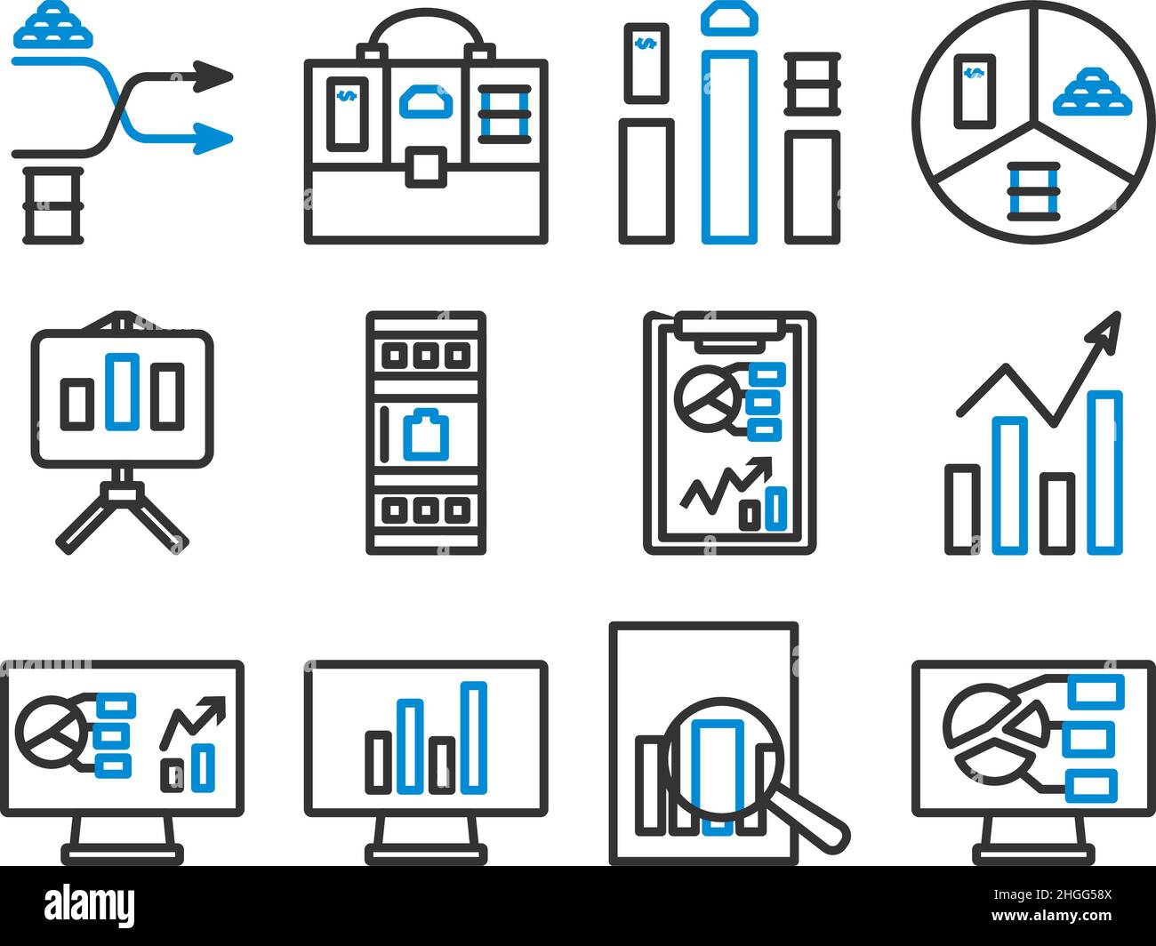 Analytics Icon Set. Editable Bold Outline With Color Fill Design ...