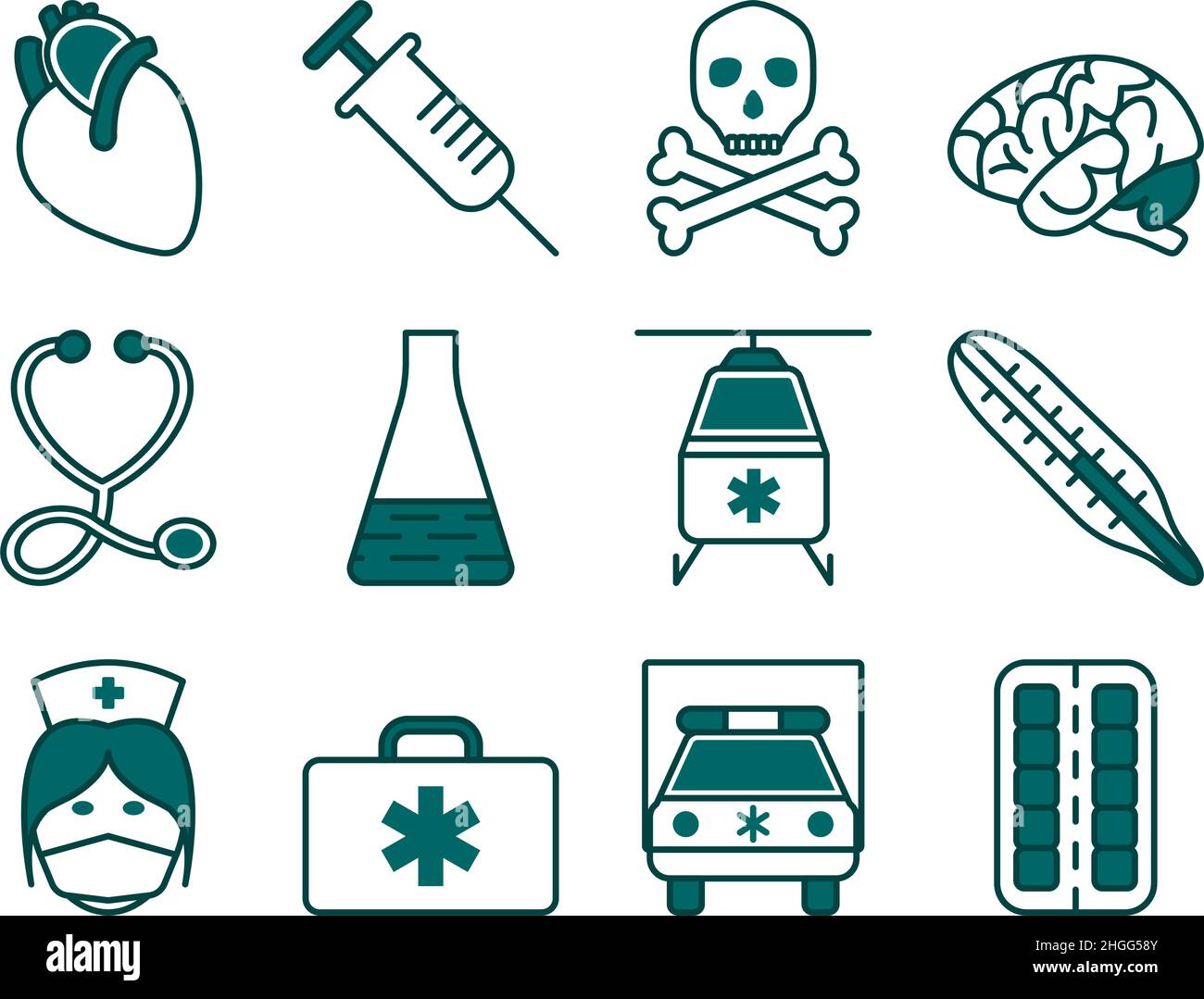 Medical Icon Set. Editable Bold Outline With Color Fill Design. Vector ...