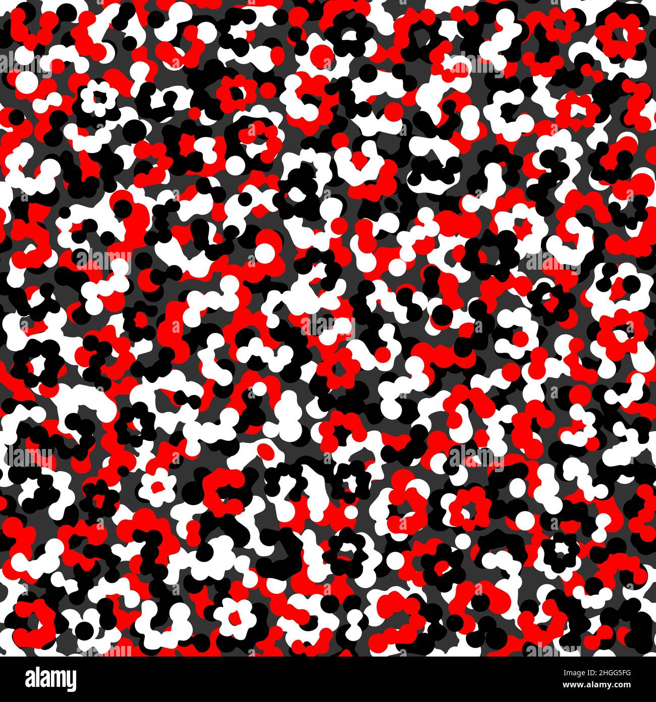 Red, black and white leopard, ocelot or wild cat fur seamless pattern
