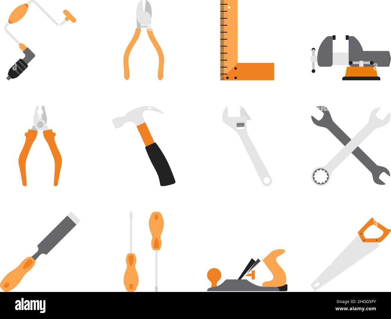 Tools Icon Set. Flat Design. Fully editable vector illustration. Text ...