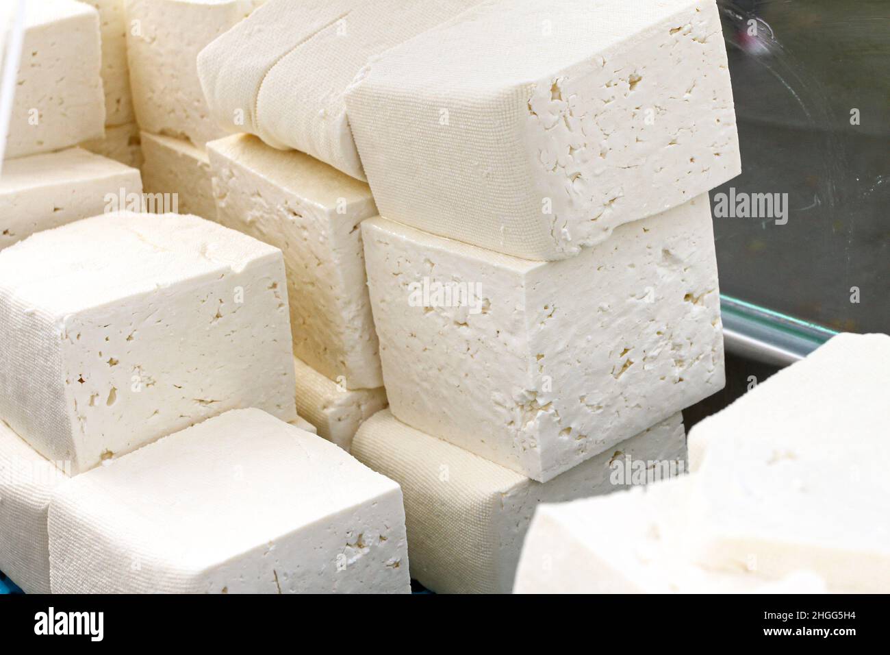 White brine cubes cheese Stock Photo