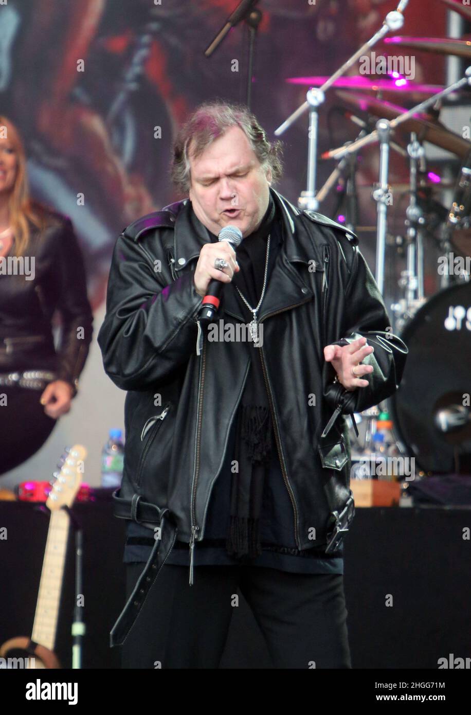 File photo dated 17/08/13 of Meat Loaf performing at Newbury Racecourse, Newbury. US singer Meat Loaf, whose hits included Bat Out of Hell, has died aged 74, a statement on his official Facebook page said. Issue date: Friday January 21, 2022. Stock Photo