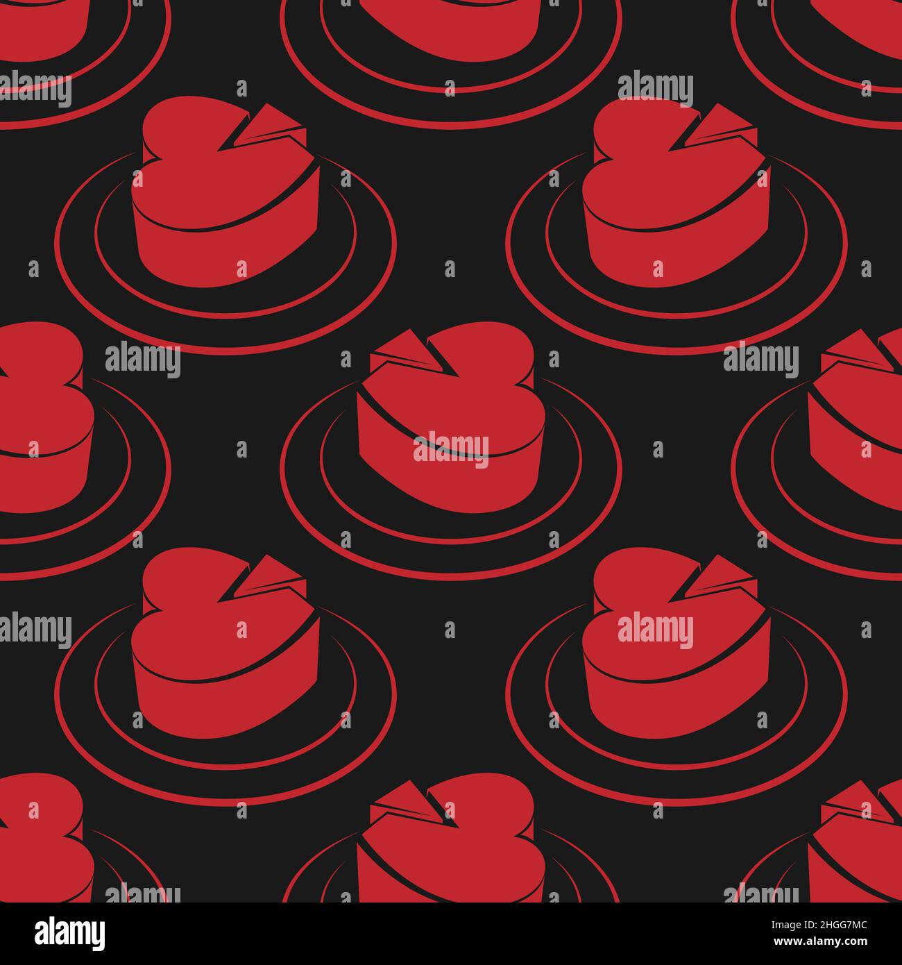 seamless pattern cake shape heart piece cut off valentine's day vector image Stock Vector