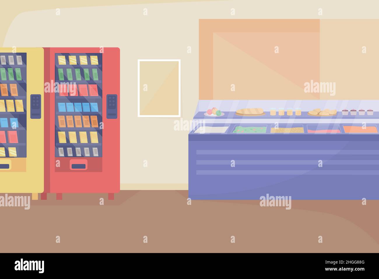 School cafeteria space flat color vector illustration Stock Vector ...