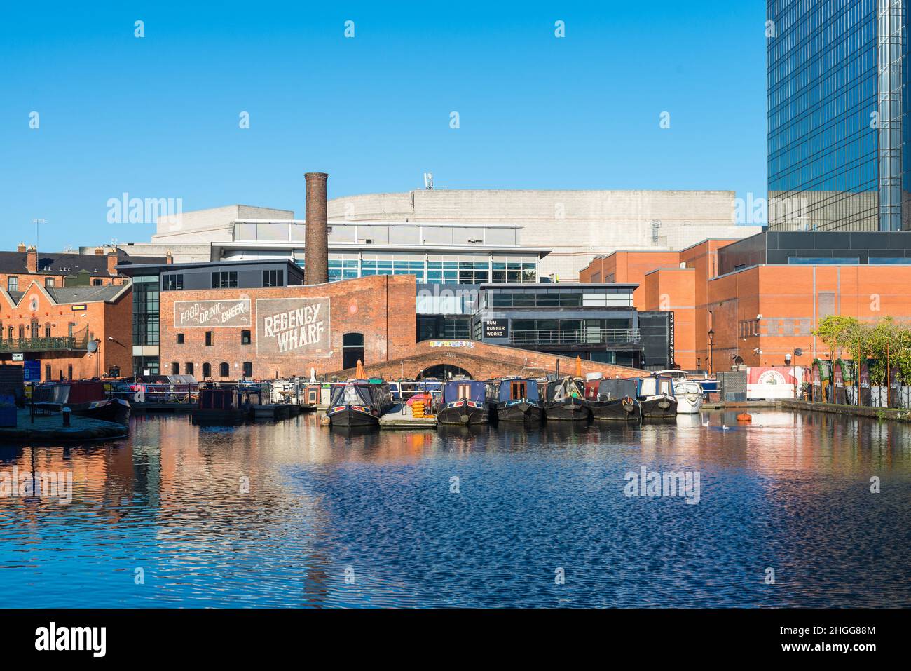 Regency wharf in Gas Street Basin in the centre of Birmingham's canal network Stock Photo