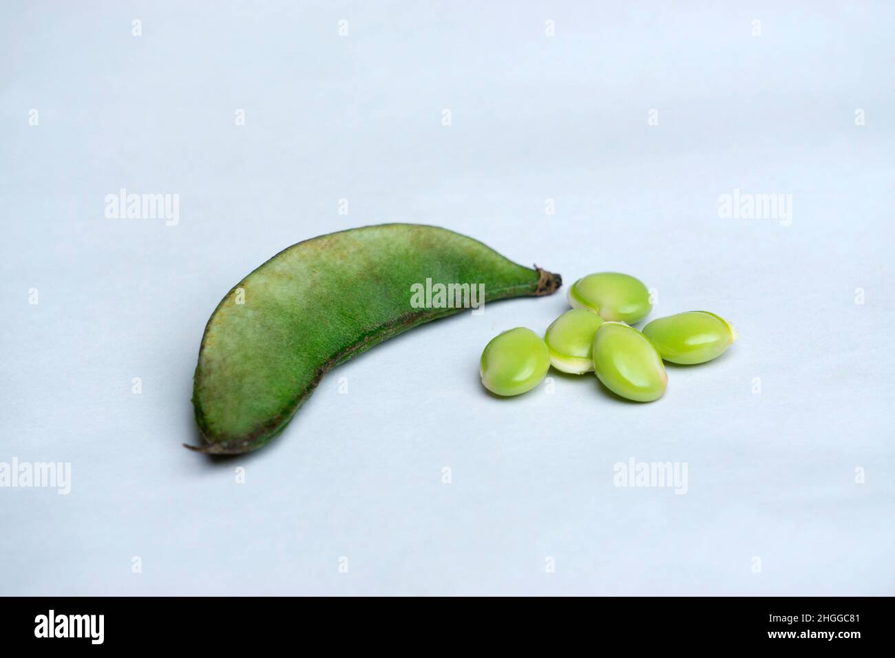 Lima beans vegetables in white background, Satara, Maharashtra, India Stock Photo