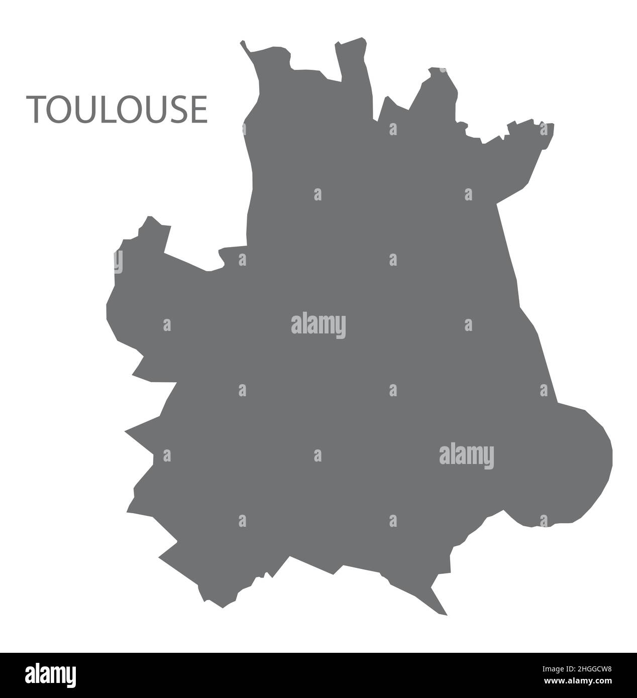 Toulouse city map grey illustration silhouette shape Stock Vector