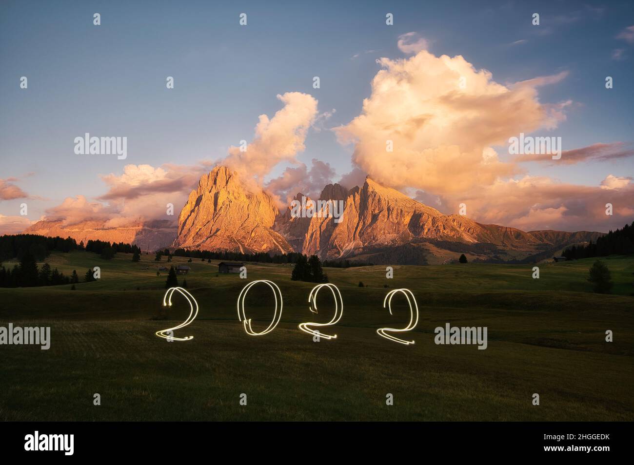 new year 2022, summer with mountains Stock Photo