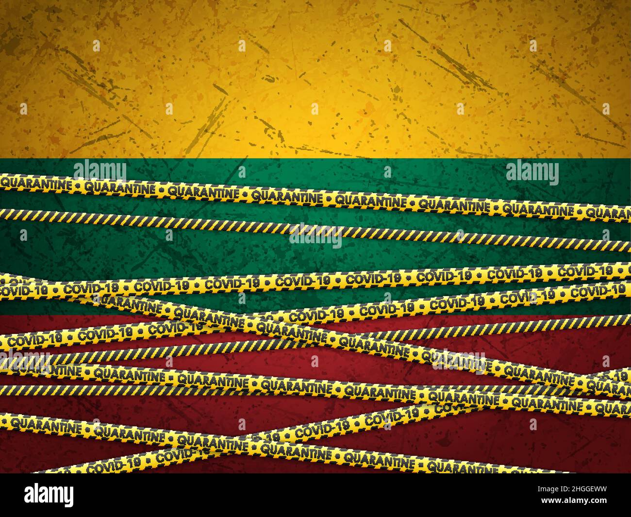 Lithuania in quarantine textured background. Vector illustration. Stock Vector