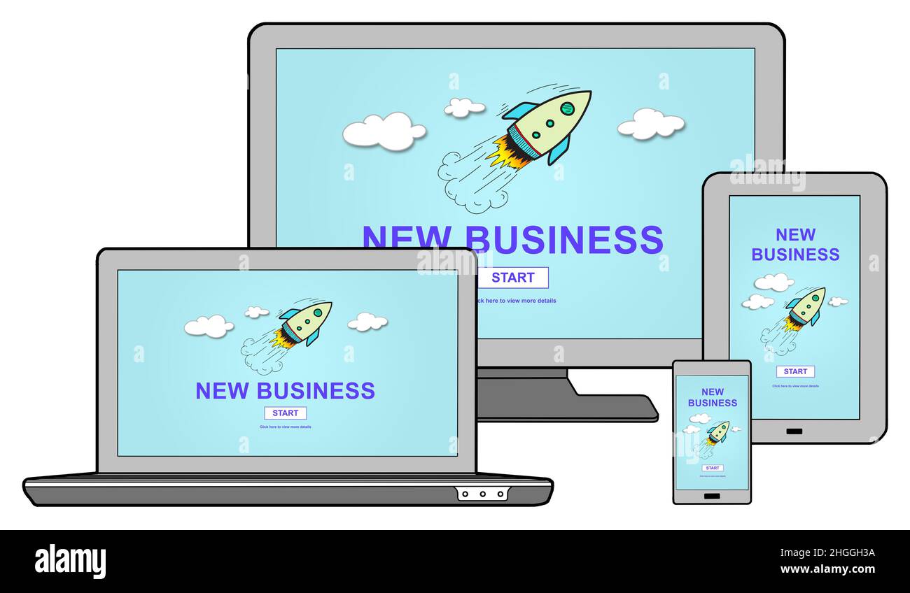 New business concept shown on different information technology devices Stock Photo