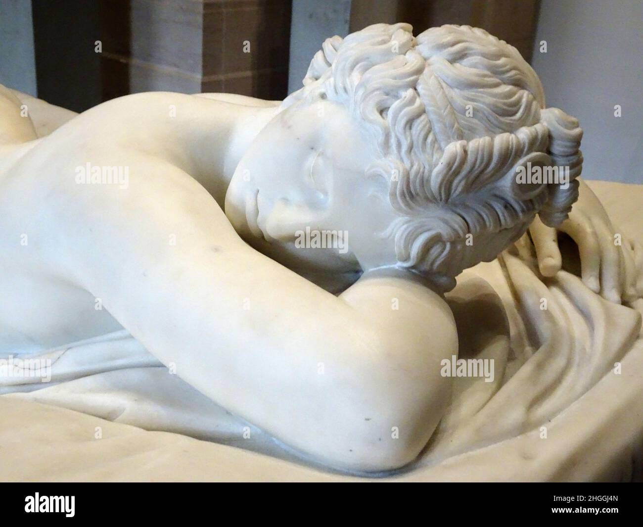 Lille, France- Dec 10 2016 - Detail from the sculpture the Sleeping Hermaphroditus from François Milhomme (1808) Stock Photo