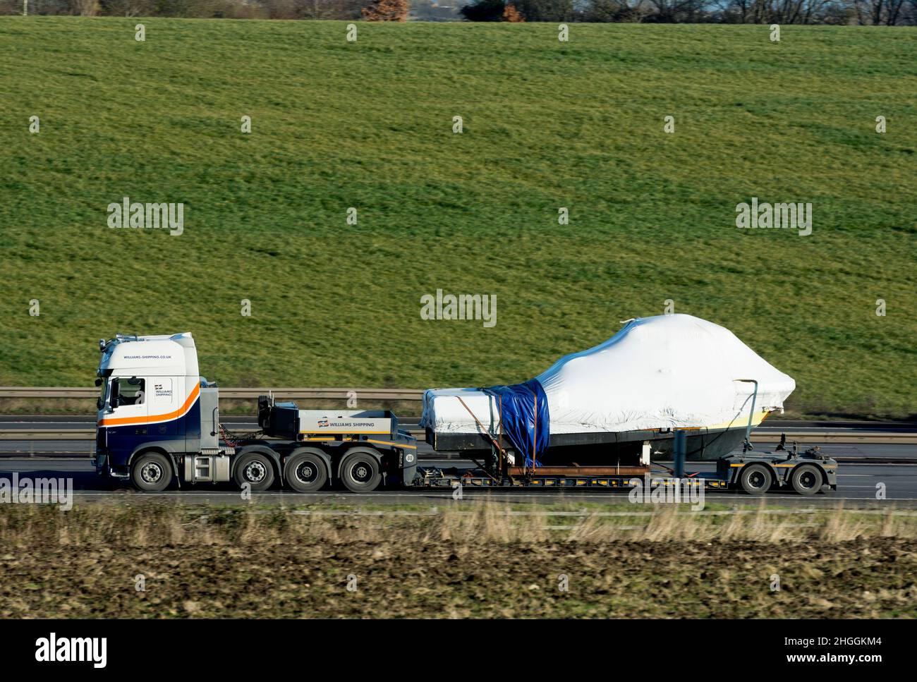 Williams Shipping lorry on the M40 motorway, Warwickshire, UK Stock Photo
