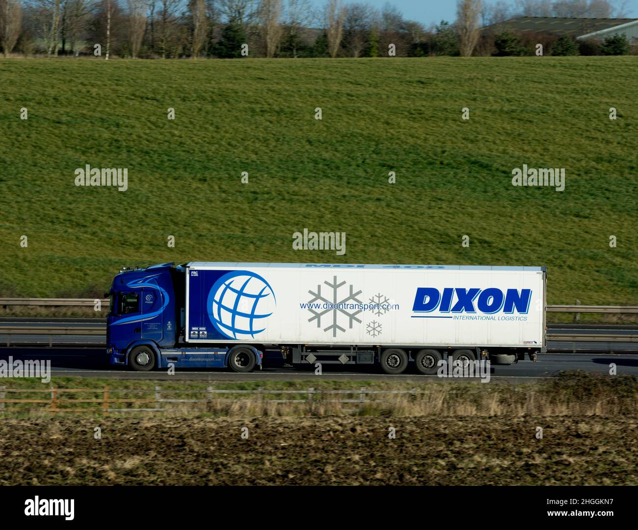 Dixon International lorry on the M40 motorway, Warwickshire, UK Stock Photo