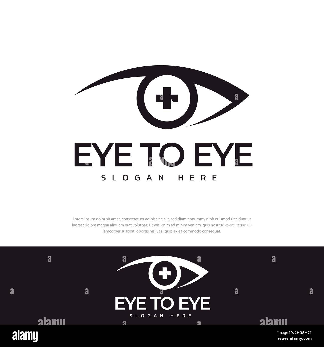 Simple eye health design logo, modern eye care, symbol, icon, template. Stock Vector
