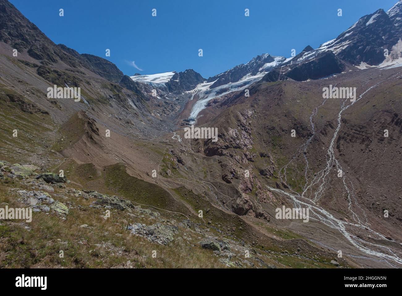 Moraines of the Little Ice Age on the front of the Palla Bianca glacier