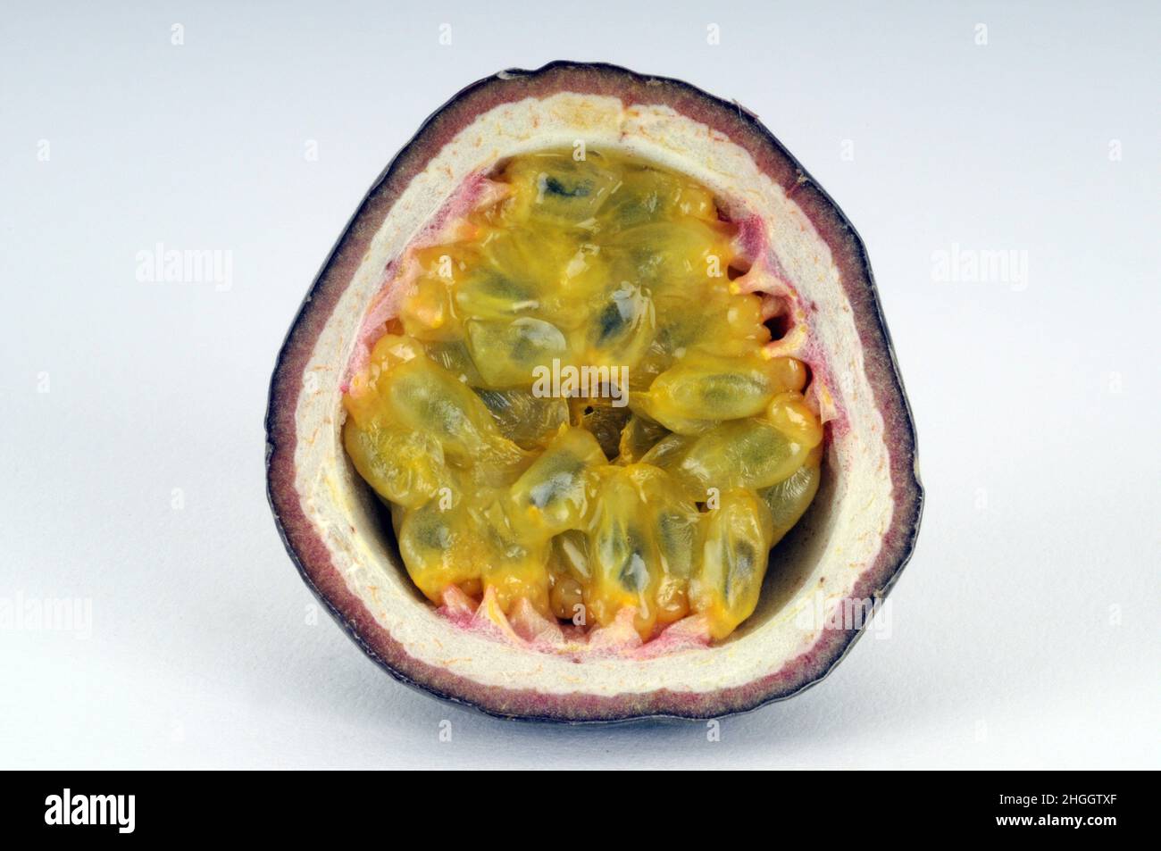 passion fruit, granadilla (Passiflora edulis), halved passion fruit Stock Photo