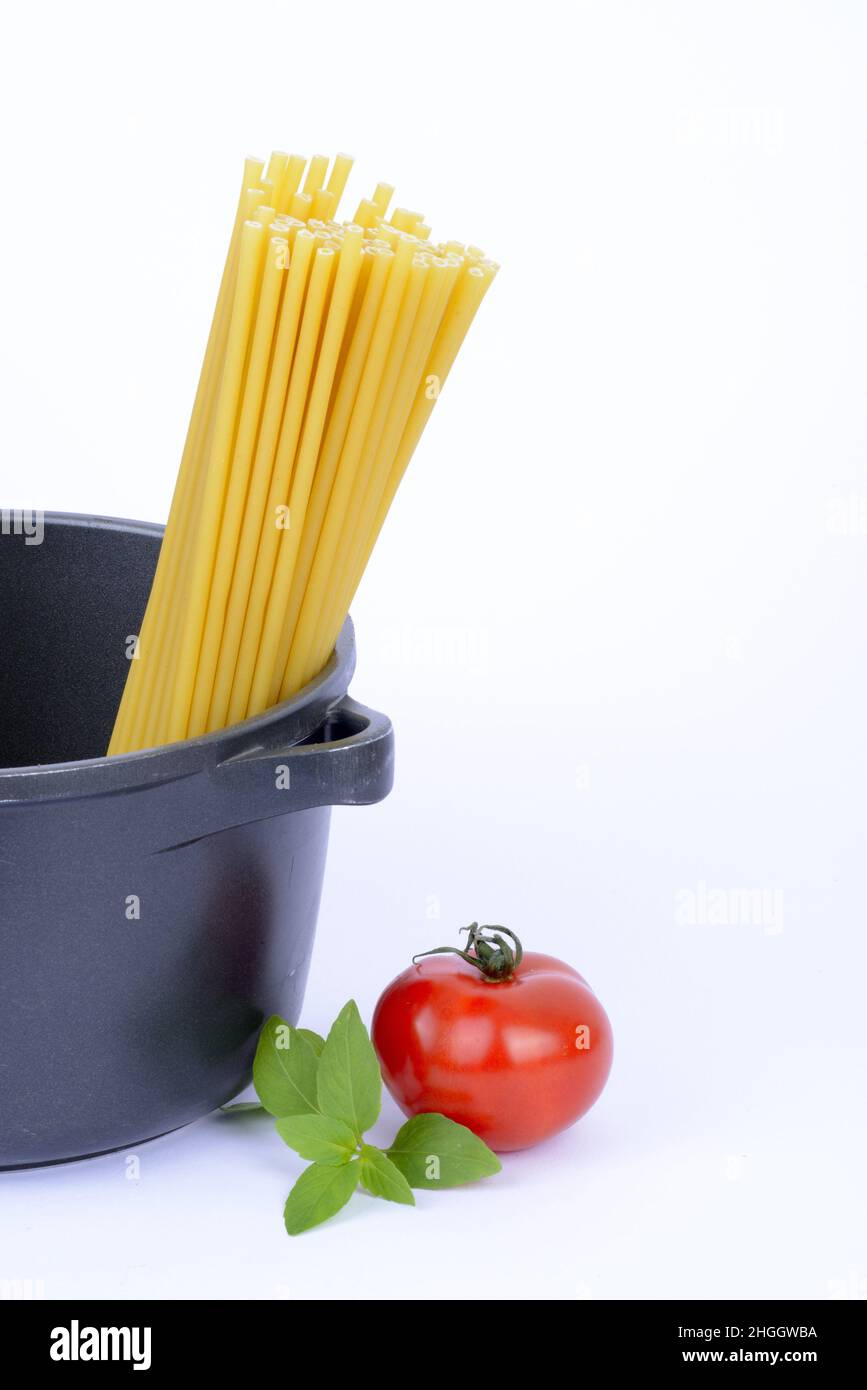 Italian pasta, macaroni in cooking pot Stock Photo