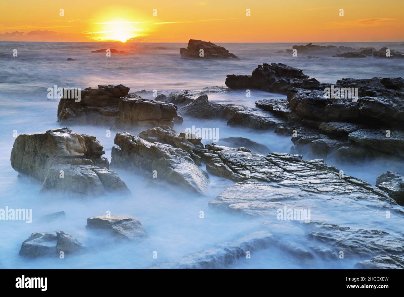 Sunset on Bird Island, South Africa, Western Cape, Lamberts Bay Stock Photo