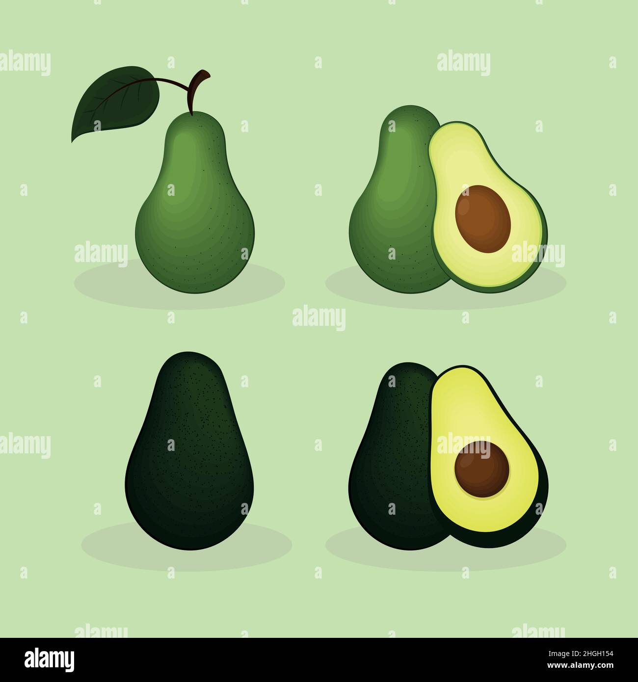 avocado whole and half Stock Vector Image & Art - Alamy