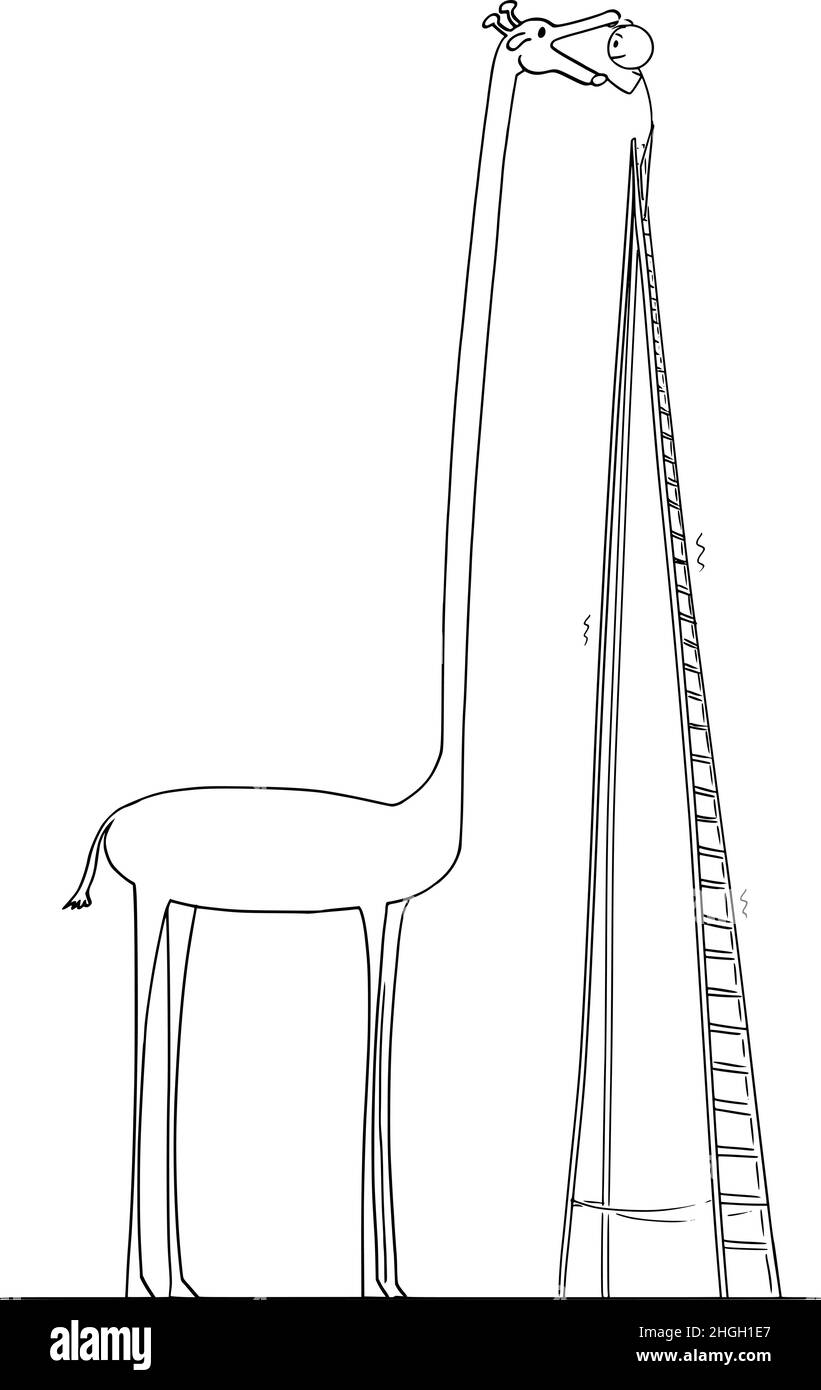 Veterinarian or Vet Nursing Giraffe, Vector Cartoon Stick Figure Illustration Stock Vector