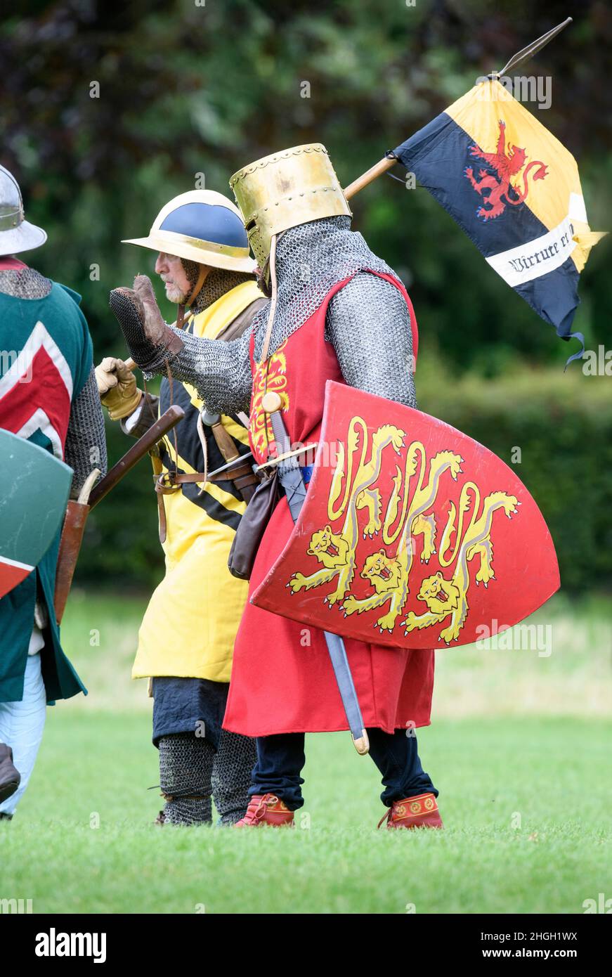 Reconstruction of the 1265 Battle of Evesham on the Crown Meadow. Stock Photo