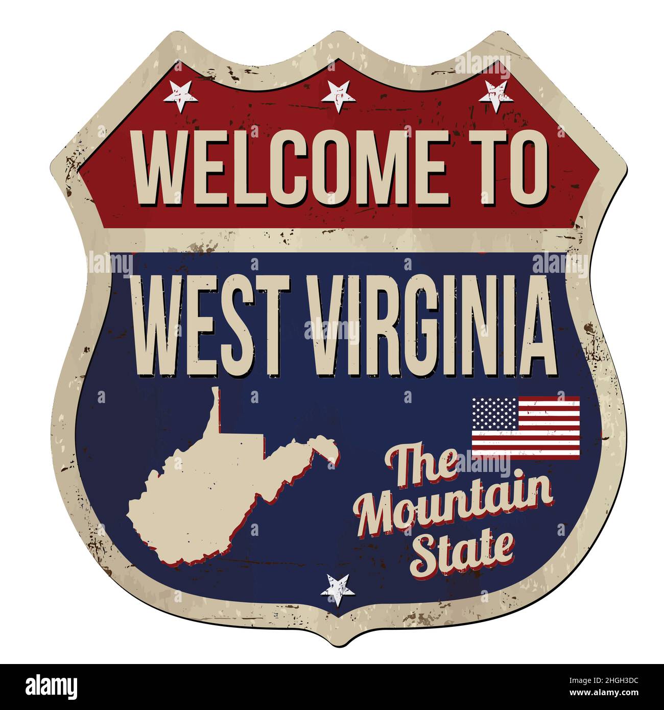Welcome to West Virginia vintage rusty metal sign on a white background, vector illustration Stock Vector